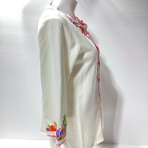 Bob Mackie Floral Fruit Summer Cardigan XS - Picture 3 of 6
